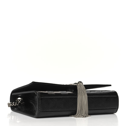 Saint Laurent Patent Textured Striped Small Classic Monogram Kate Tassel Satchel Black 4 of 10