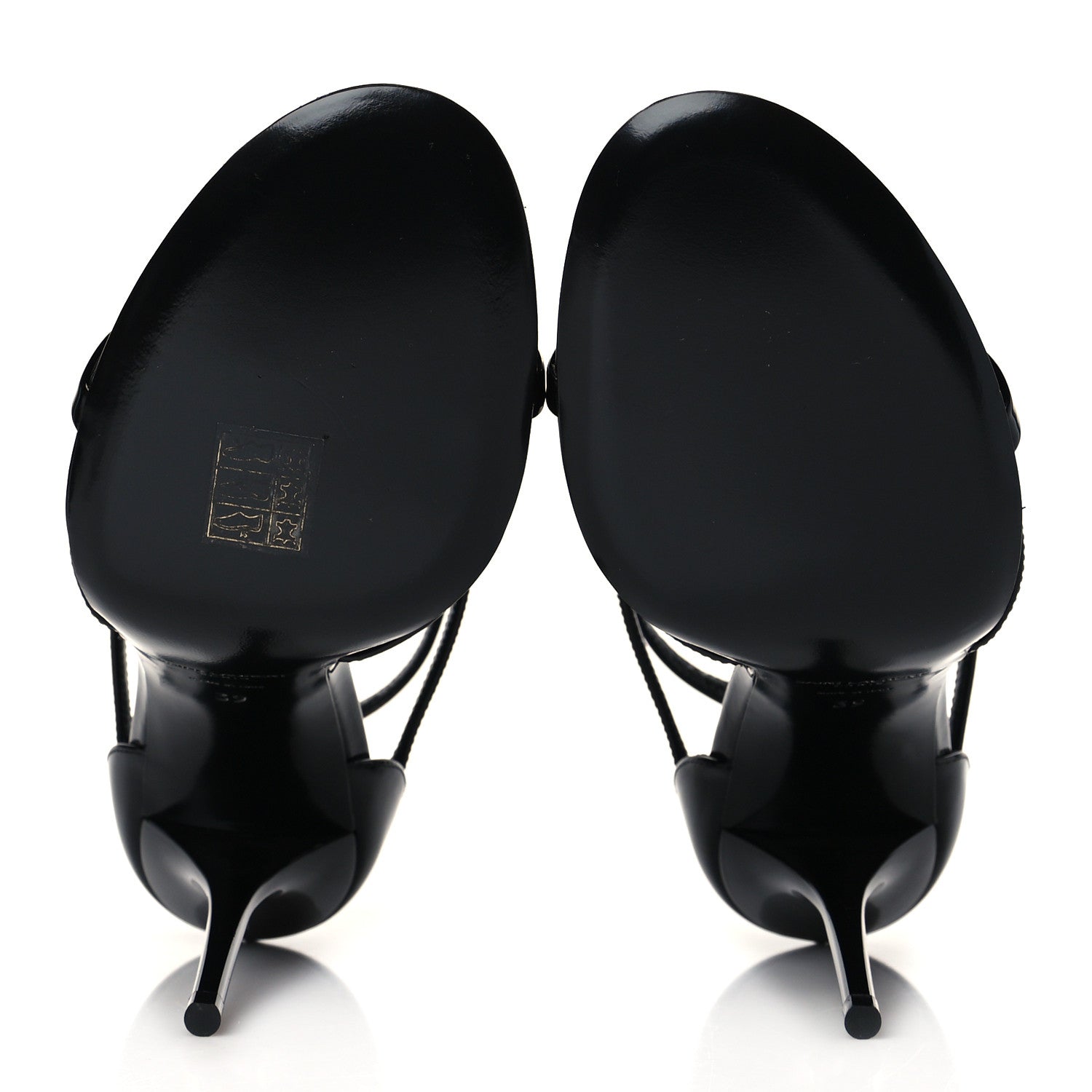 Saint Laurent Patent Cassandra 100 Ankle Strap Sandals 39 Black 6 of 10