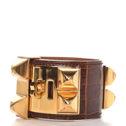 Hermes Shiny Alligator Collier De Chien CDC Bracelet S Miel 3 of 6