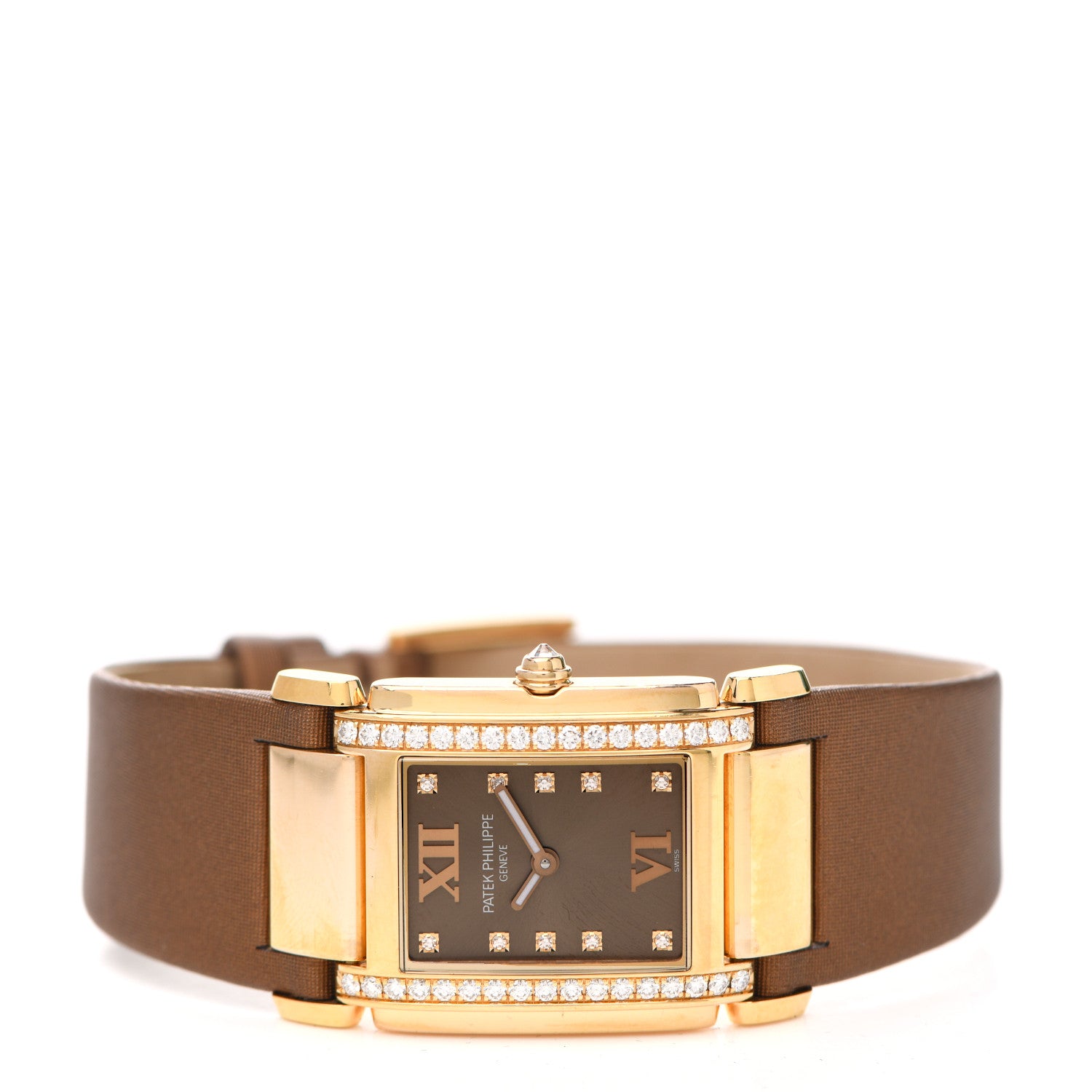 Patek Philippe 18K Rose Gold Satin Diamond 25mm Twenty-4 Quartz Watch Chocolate 4920R-001 2 of 5