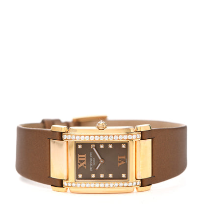 Patek Philippe 18K Rose Gold Satin Diamond 25mm Twenty-4 Quartz Watch Chocolate 4920R-001 2 of 5