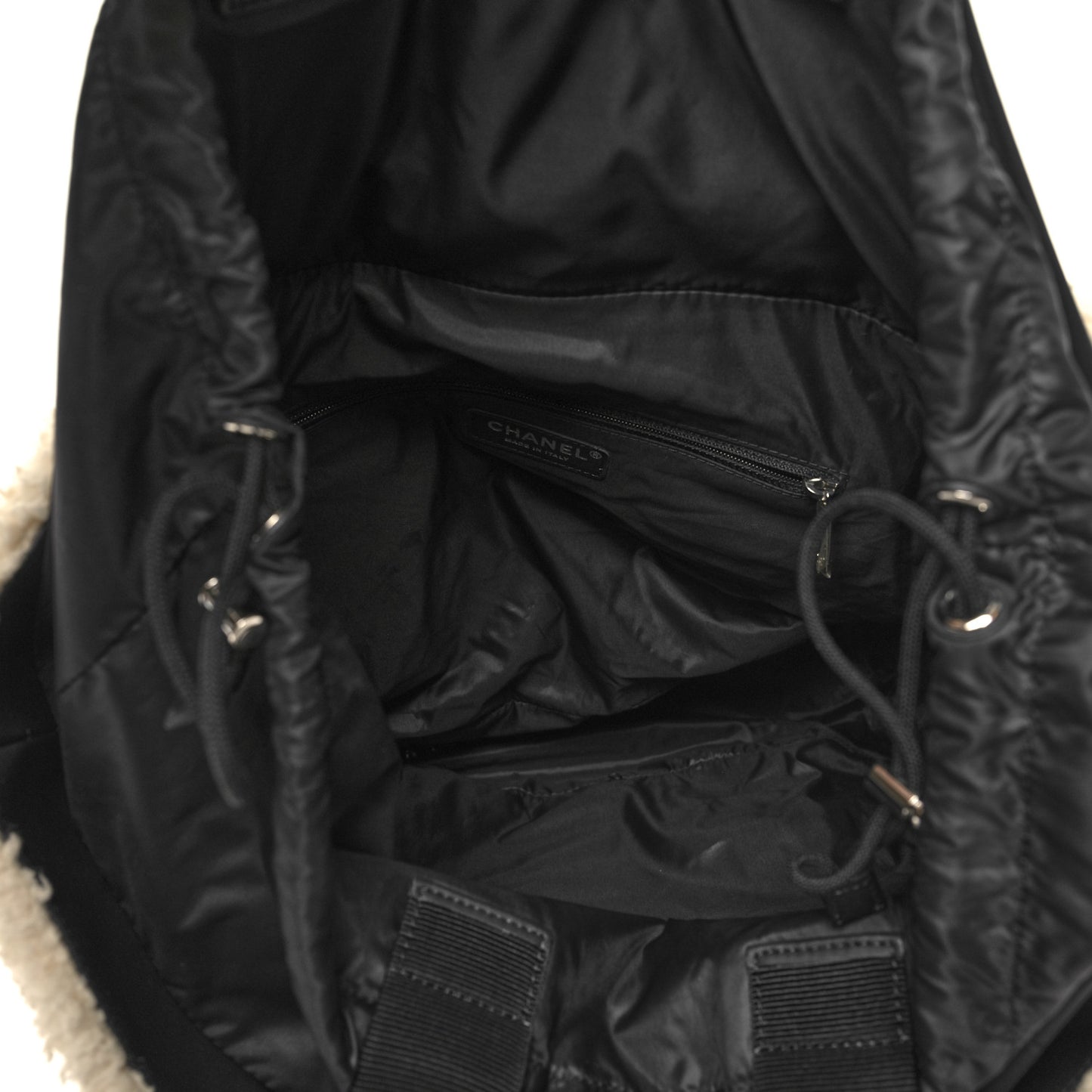 Wool Nylon Quilted Coco Neige Tote Black Ecru