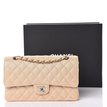 Chanel Iridescent Caviar Quilted Medium Double Flap Beige 11 of 11
