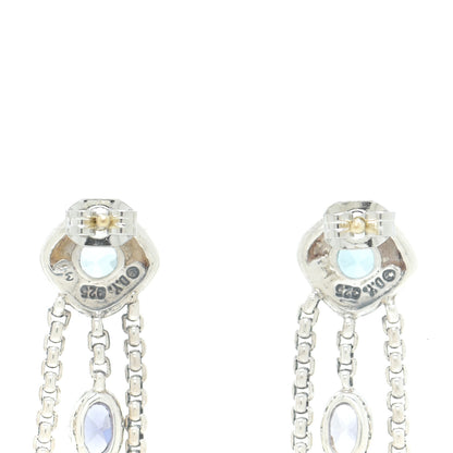 David Yurman Sterling Silver Diamond Blue Topaz Iolite Confetti 3 Row Tassel Earrings 3 of 5