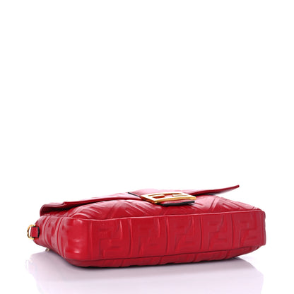 Fendi Nappa FF 1974 Embossed Large Baguette Fragola 4 of 10
