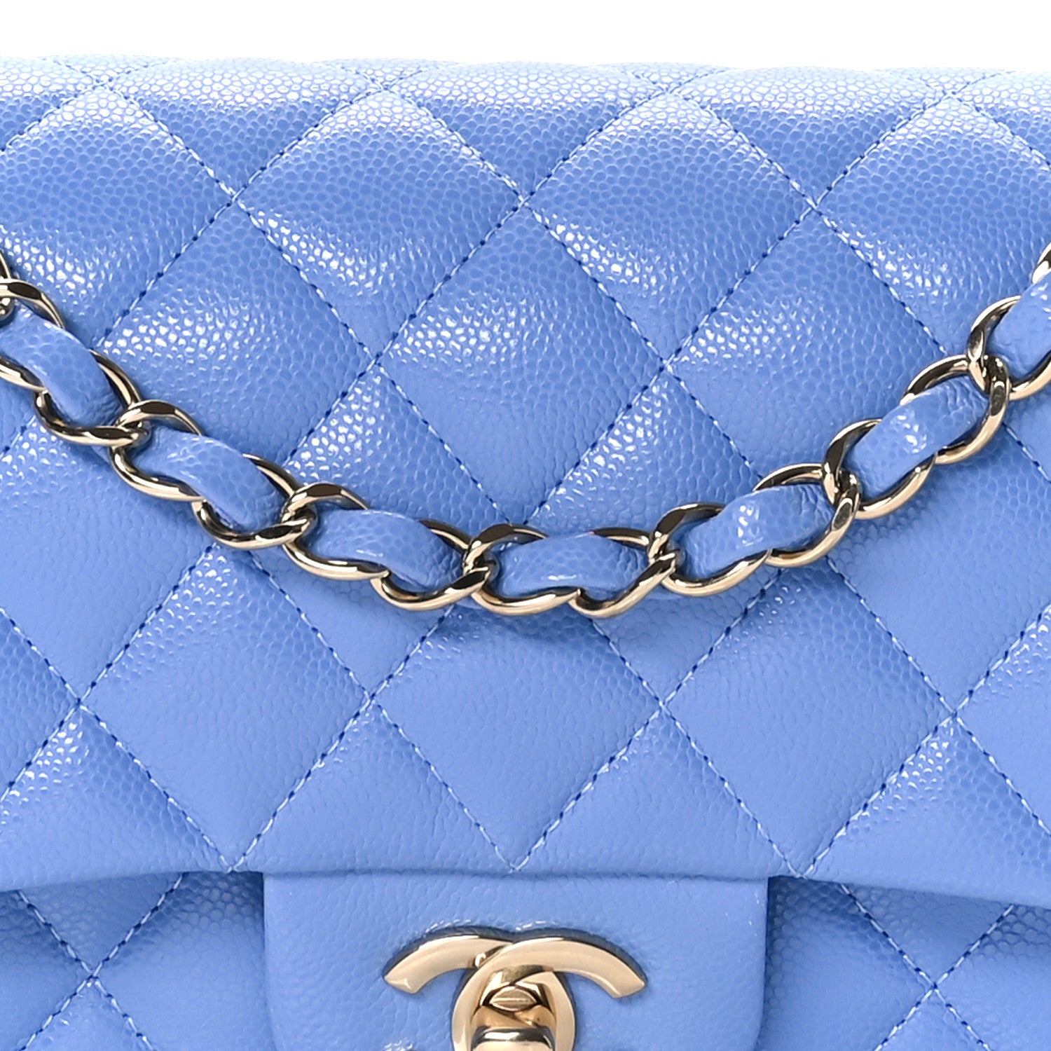 Chanel Caviar Quilted Small Double Flap Light Blue 8 of 10