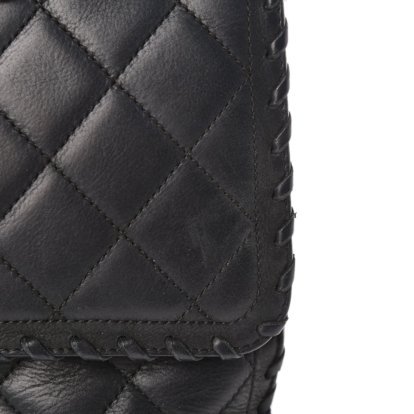 Suede Calfskin Jumbo Happy Stitch Flap Black