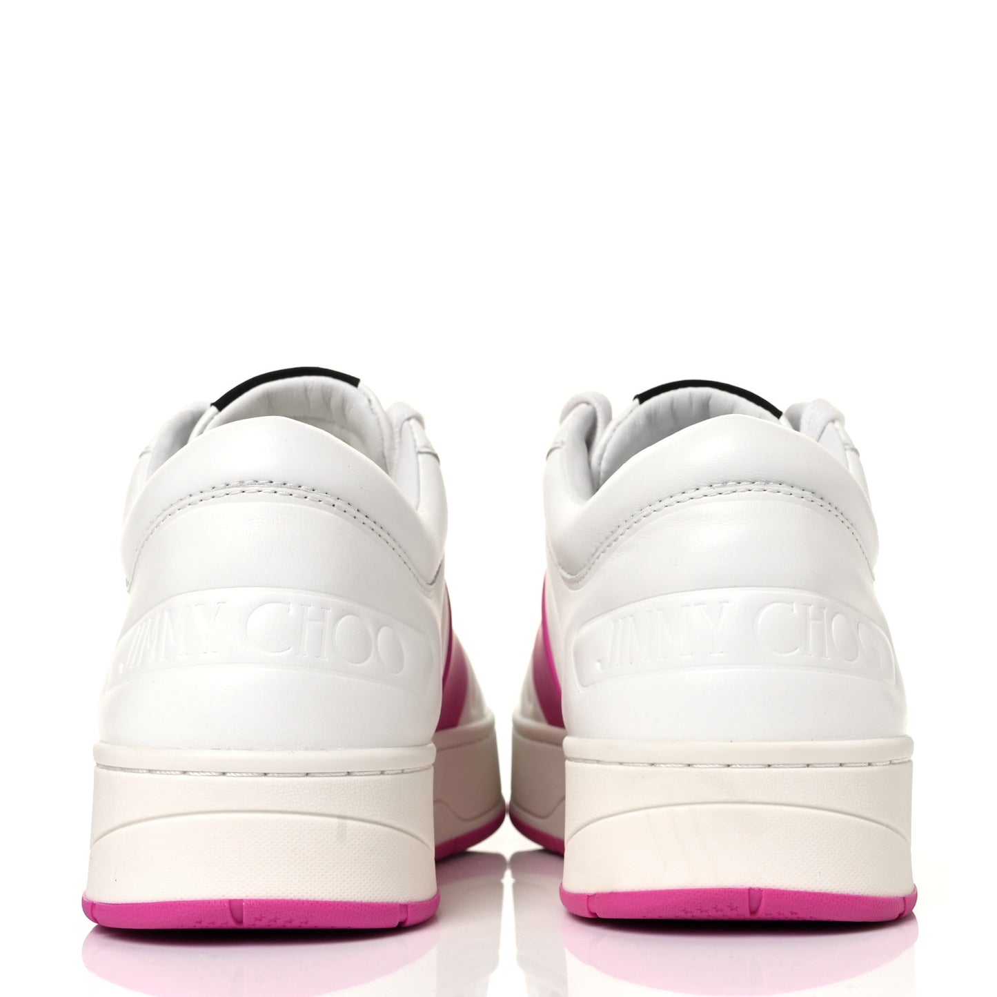 Calfskin Vinyl Striped Hawaii Flatform Sneakers 39 White Fuchsia