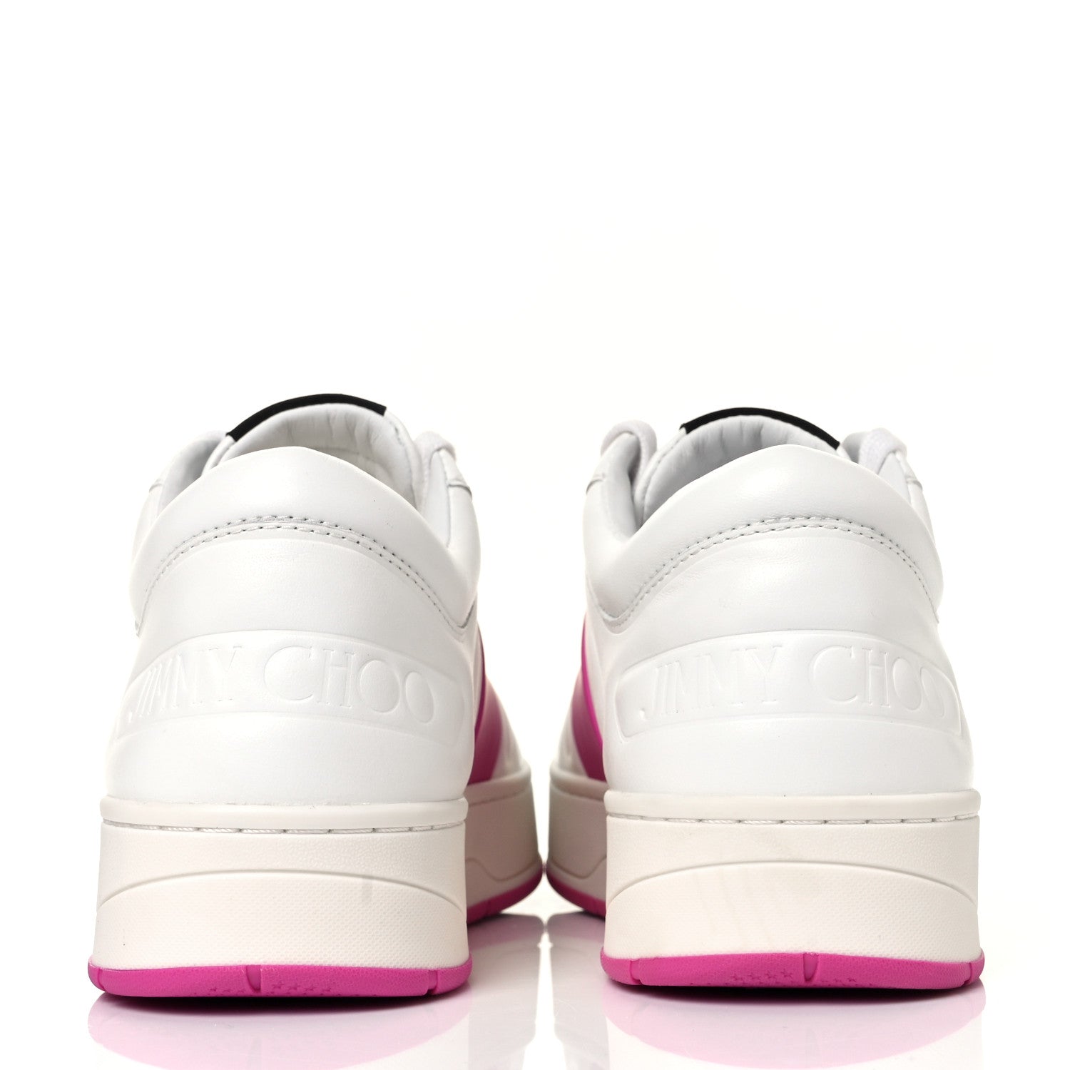 Jimmy Choo Calfskin Vinyl Striped Hawaii Flatform Sneakers 39 White Fuchsia 5 of 9