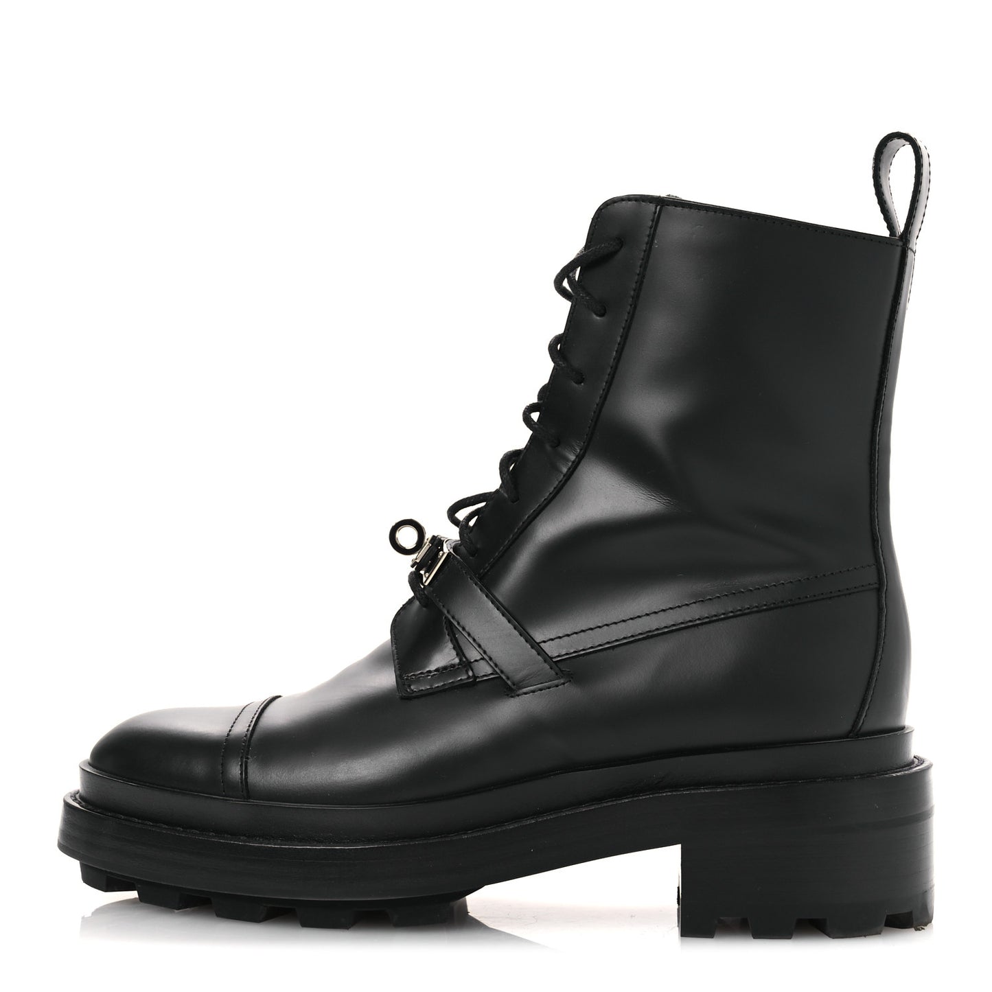 Glossed Calfskin Funk Ankle Boots 36 Black
