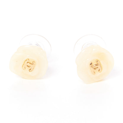 Chanel Resin CC Camellia Earrings Beige 2 of 7