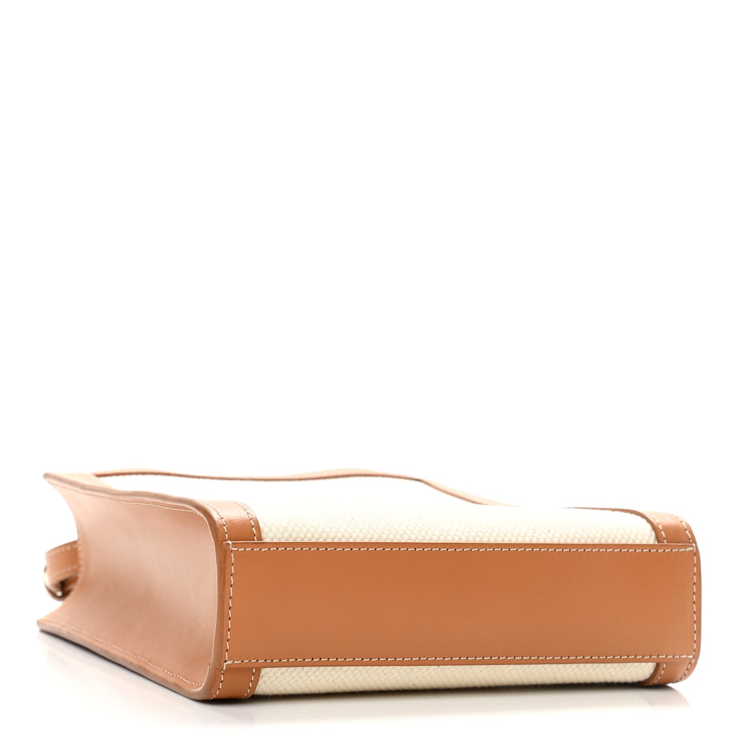 Canvas Calfskin Mini Vertical Cabas Natural Tan