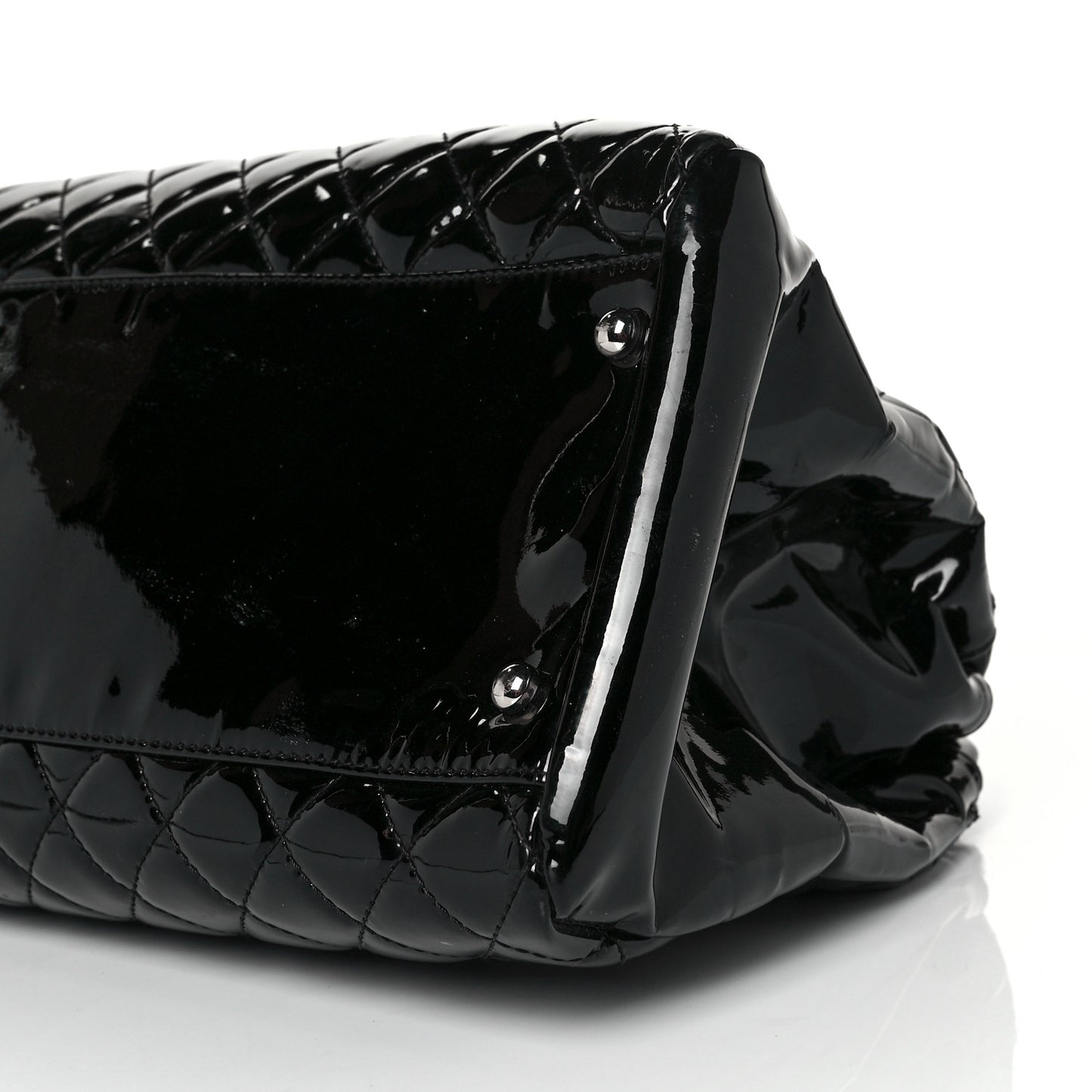 Patent Quilted Large Just Mademoiselle Bowling Bag Black