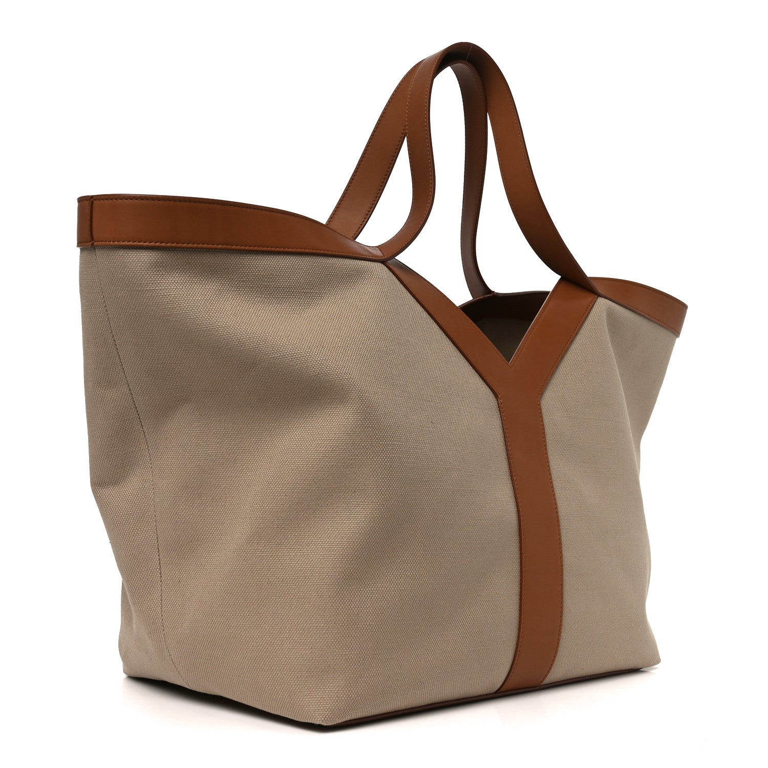 Saint Laurent Canvas Calfskin Y Tote Desert Dust Brick 3 of 10