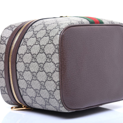 Gucci GG Supreme Monogram Textured Calfskin Web Small Ophidia Vanity Cosmetic Case Beige Ebony New Acero 6 of 14