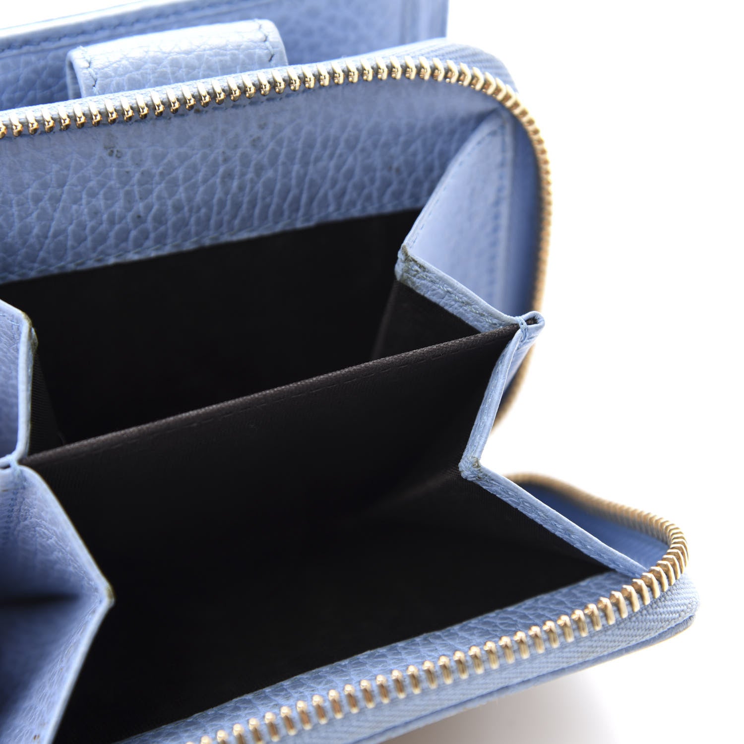 Gucci Monogram Dollar Calfskin Zip Around French Flap Wallet Beige Ebony Mineral Blue 6 of 12
