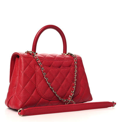 Chanel Caviar Quilted Mini Coco Handle Flap Red 3 of 10