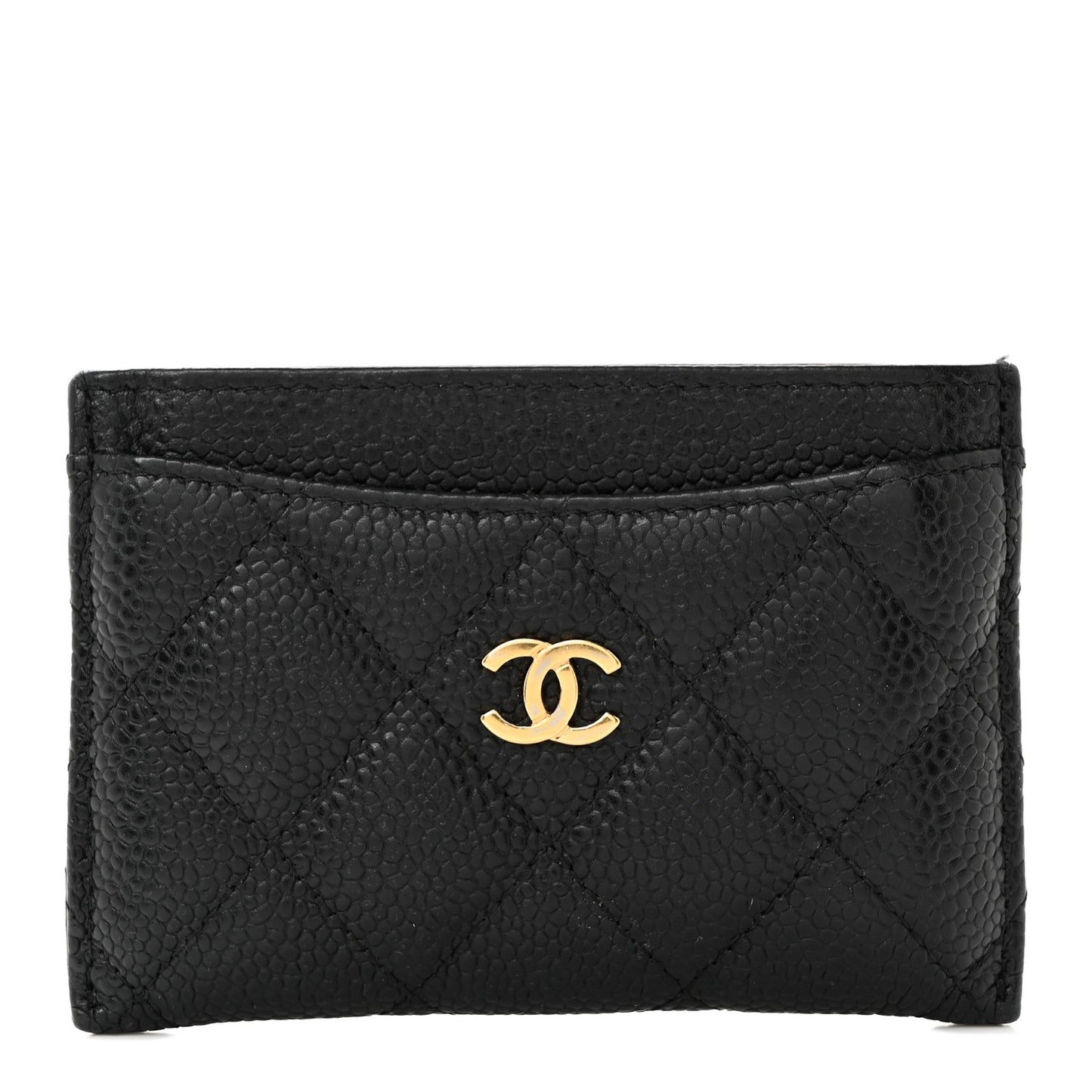 Caviar Quilted Card Holder Black