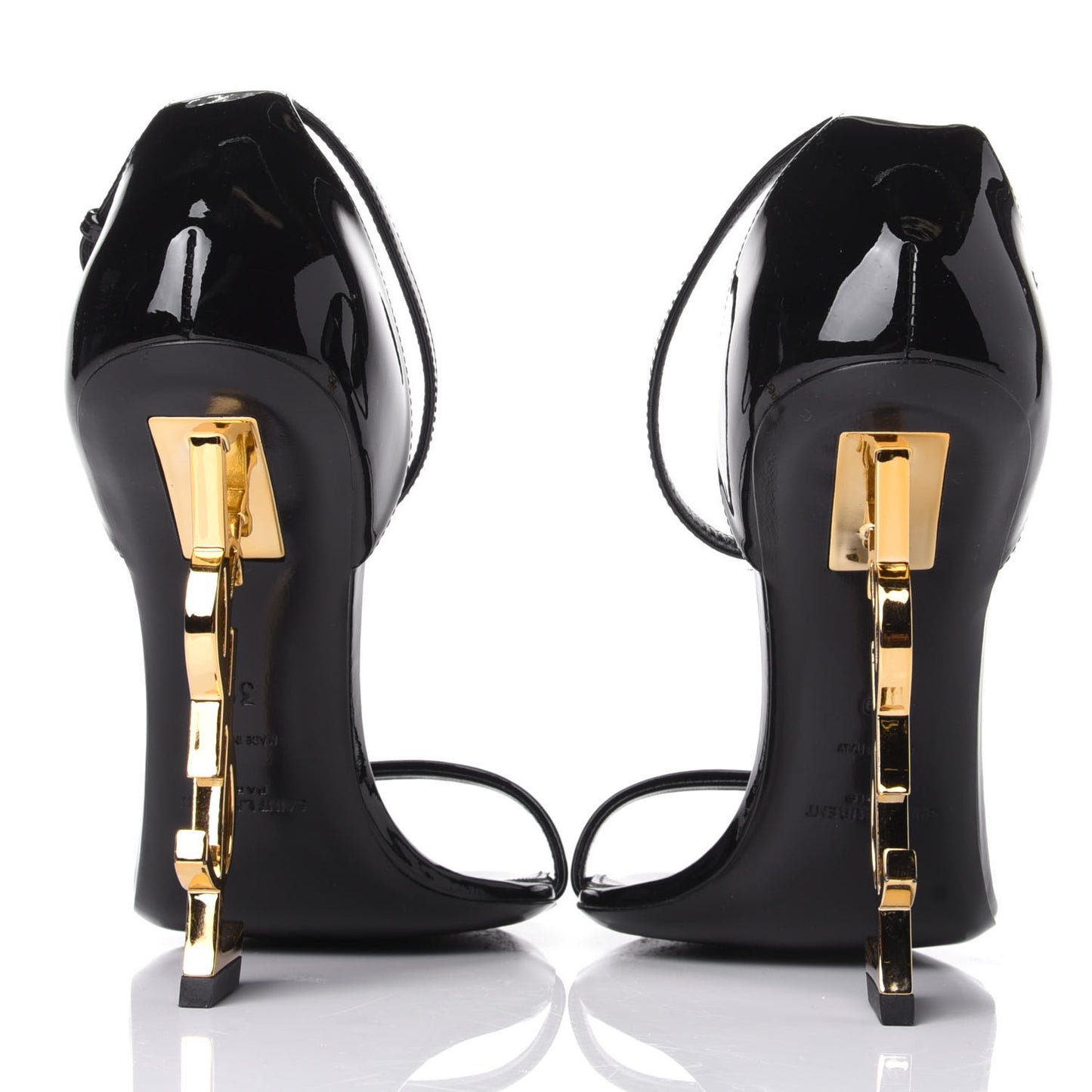 Patent Calfskin Opyum 110 Sandals 39 Black Gold