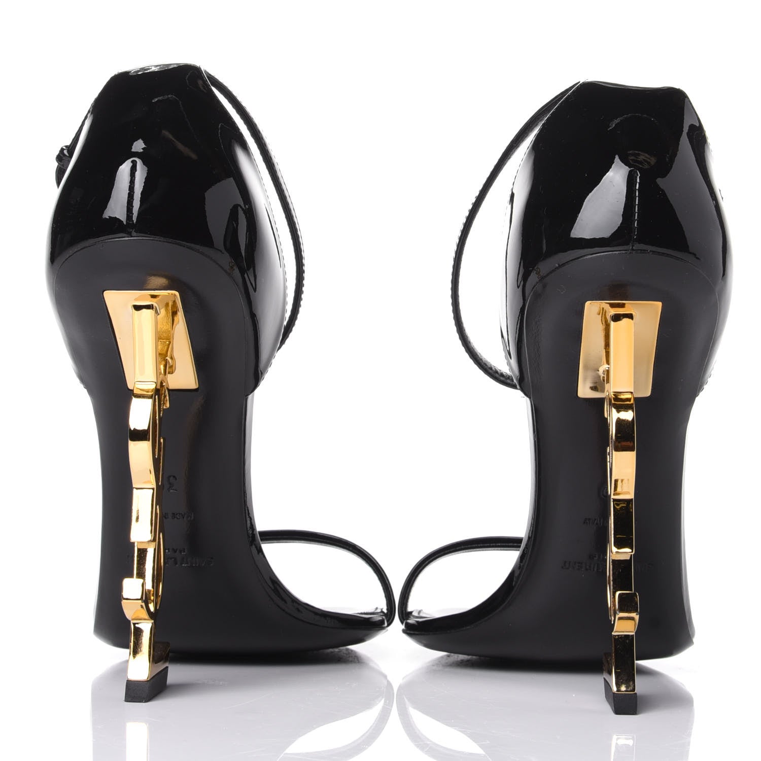 Saint Laurent Patent Calfskin Opyum 110 Sandals 39 Black Gold 6 of 9