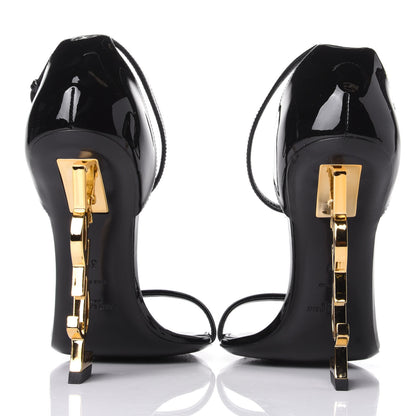 Saint Laurent Patent Calfskin Opyum 110 Sandals 39 Black Gold 6 of 9