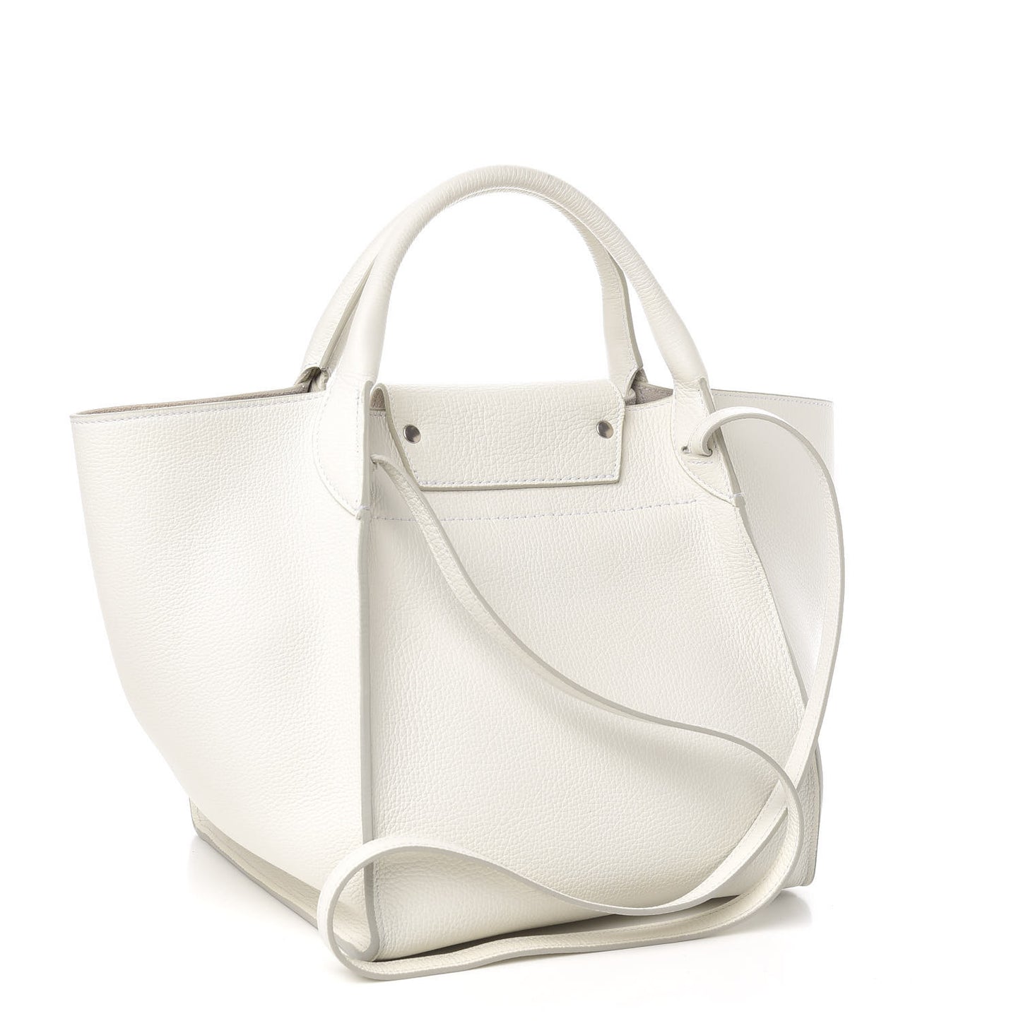 Supple Grained Calfskin Small Big Bag White