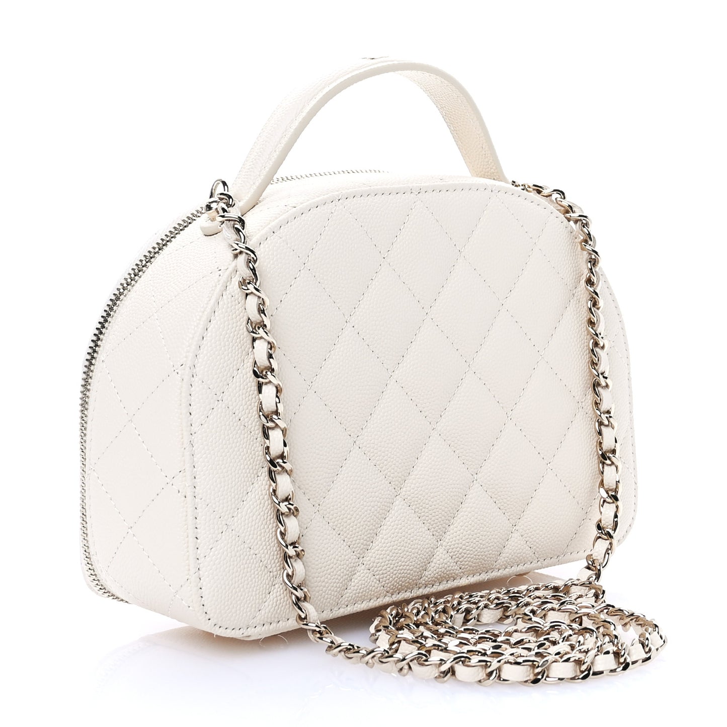 Caviar Quilted Top Handle Vanity Case White
