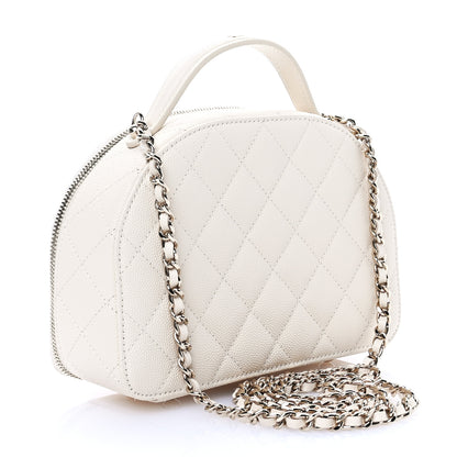 Chanel Caviar Quilted Top Handle Vanity Case White 3 of 11