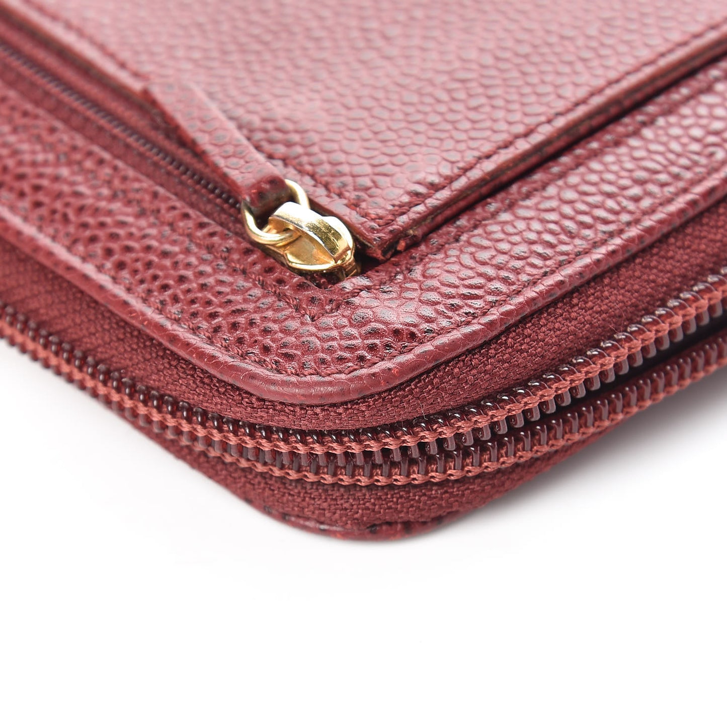 Caviar Large Timeless CC Zip Around Wallet Burgundy