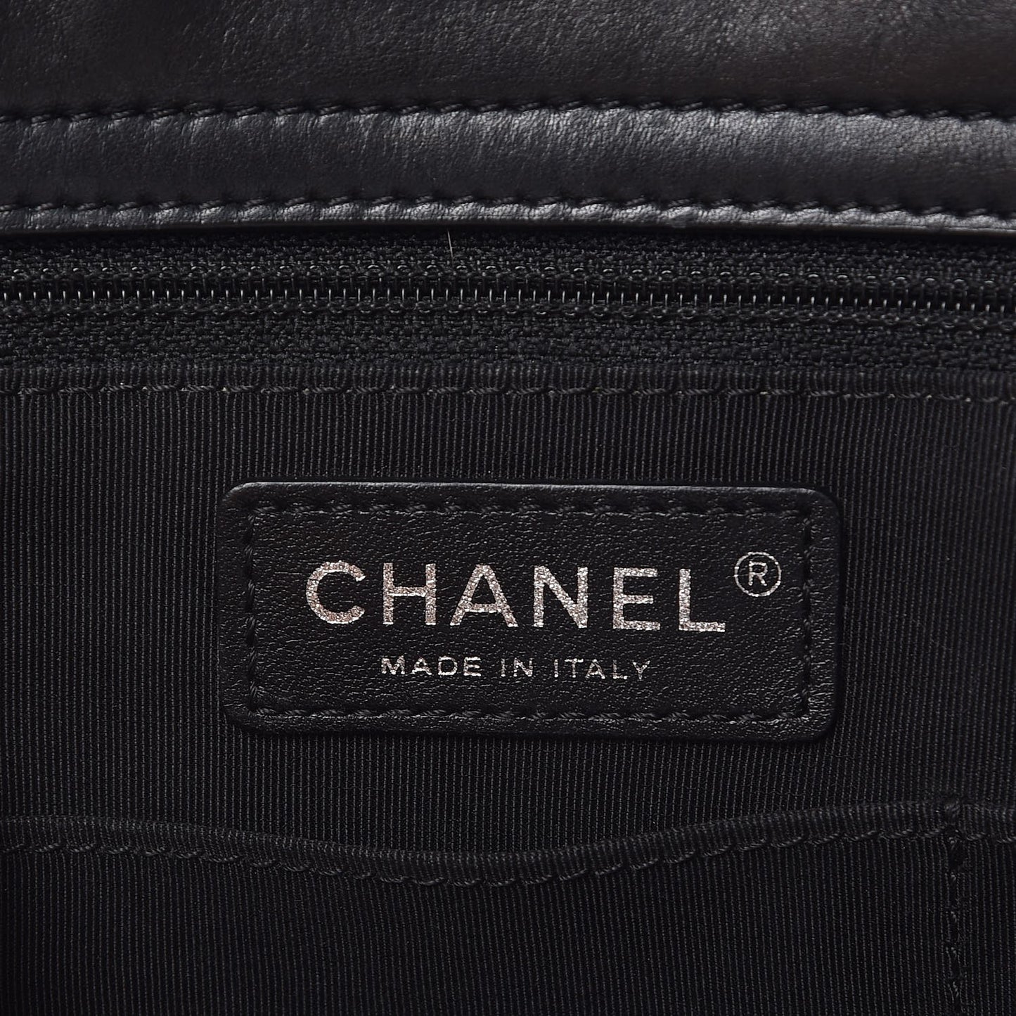 Lambskin Stitched Shopping Tote Black
