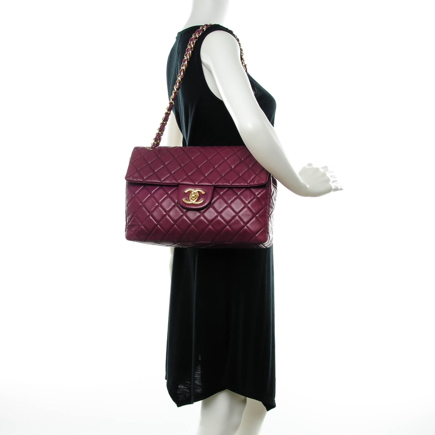 Washed Lambskin Quilted Maxi Single Flap Purple