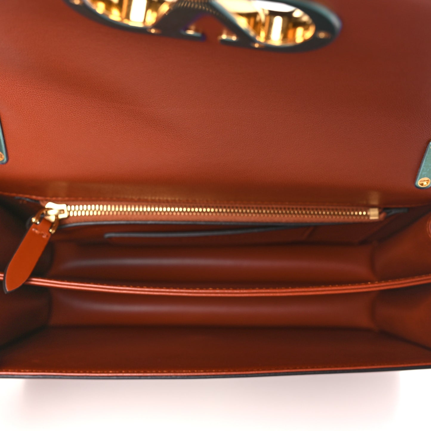 Vitello Vlogo Cutout Chain Shoulder Bag Saddle Brown