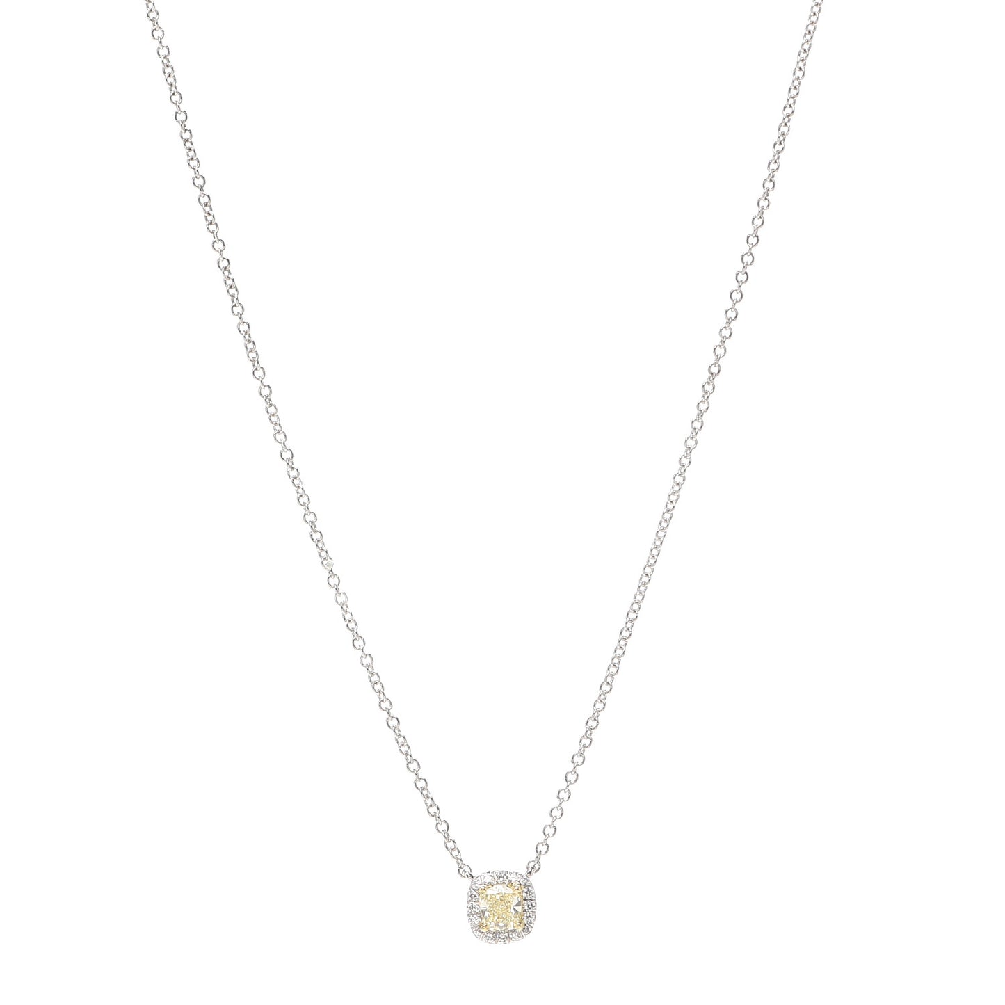 Platinum 18K Yellow Gold Fancy Yellow Diamond .23ct Soleste Pendant Necklace