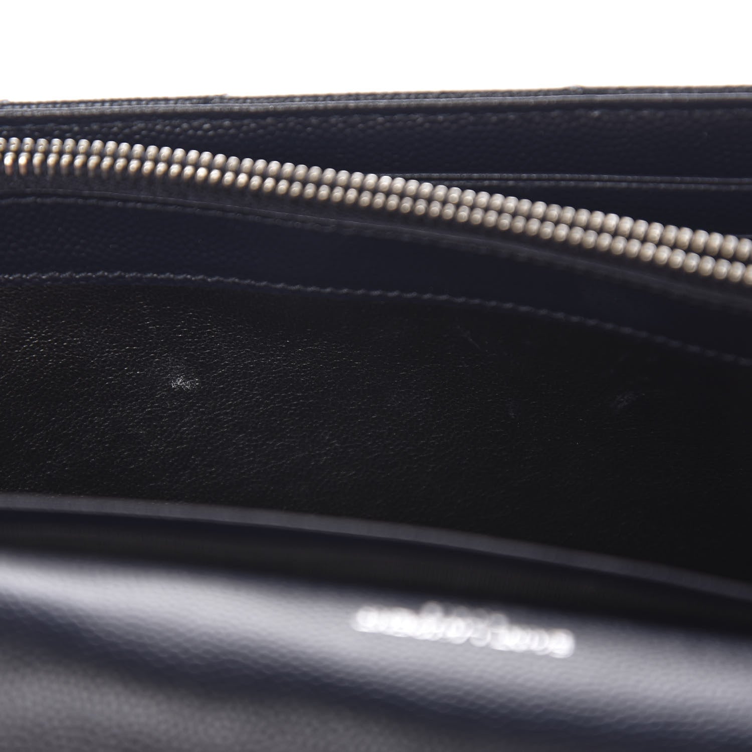 Saint Laurent Grain De Poudre Matelasse Chevron Monogram Chain Wallet Deep Marine 6 of 10