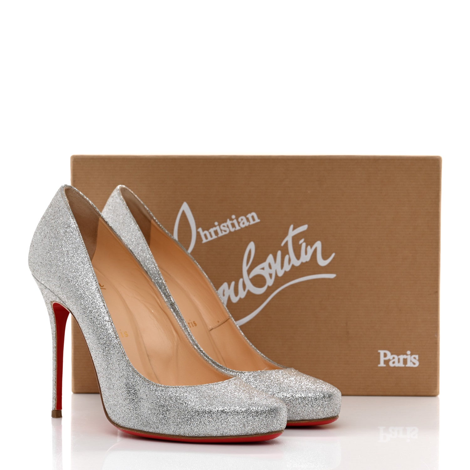 Christian Louboutin Glitter Elisa 100 Pumps 38 Silver 8 of 8