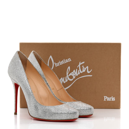 Christian Louboutin Glitter Elisa 100 Pumps 38 Silver 8 of 8