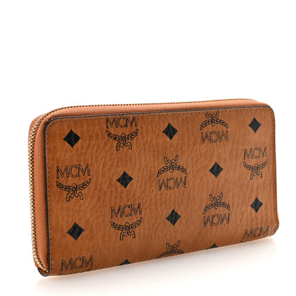 MCM Visetos Studded Crystal Zip Around Wallet Cognac 3 of 6