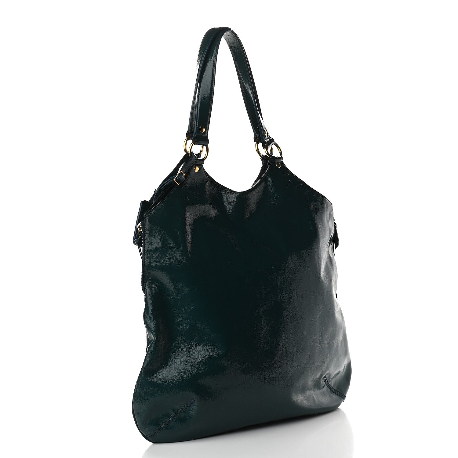 Saint Laurent Patent Calfskin Tribute Tote Petrol 3 of 9
