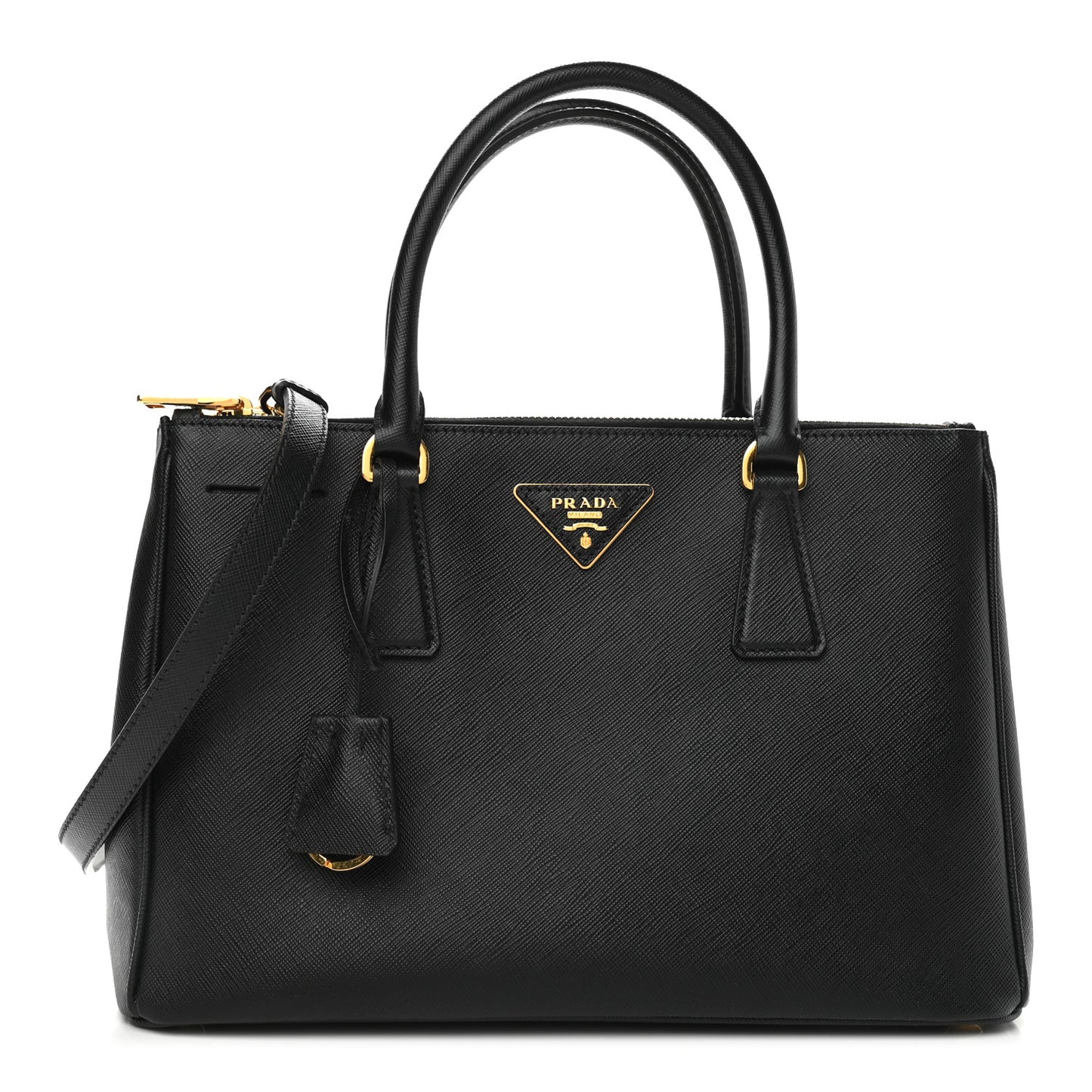 Saffiano Small Galleria Double Zip Tote Black
