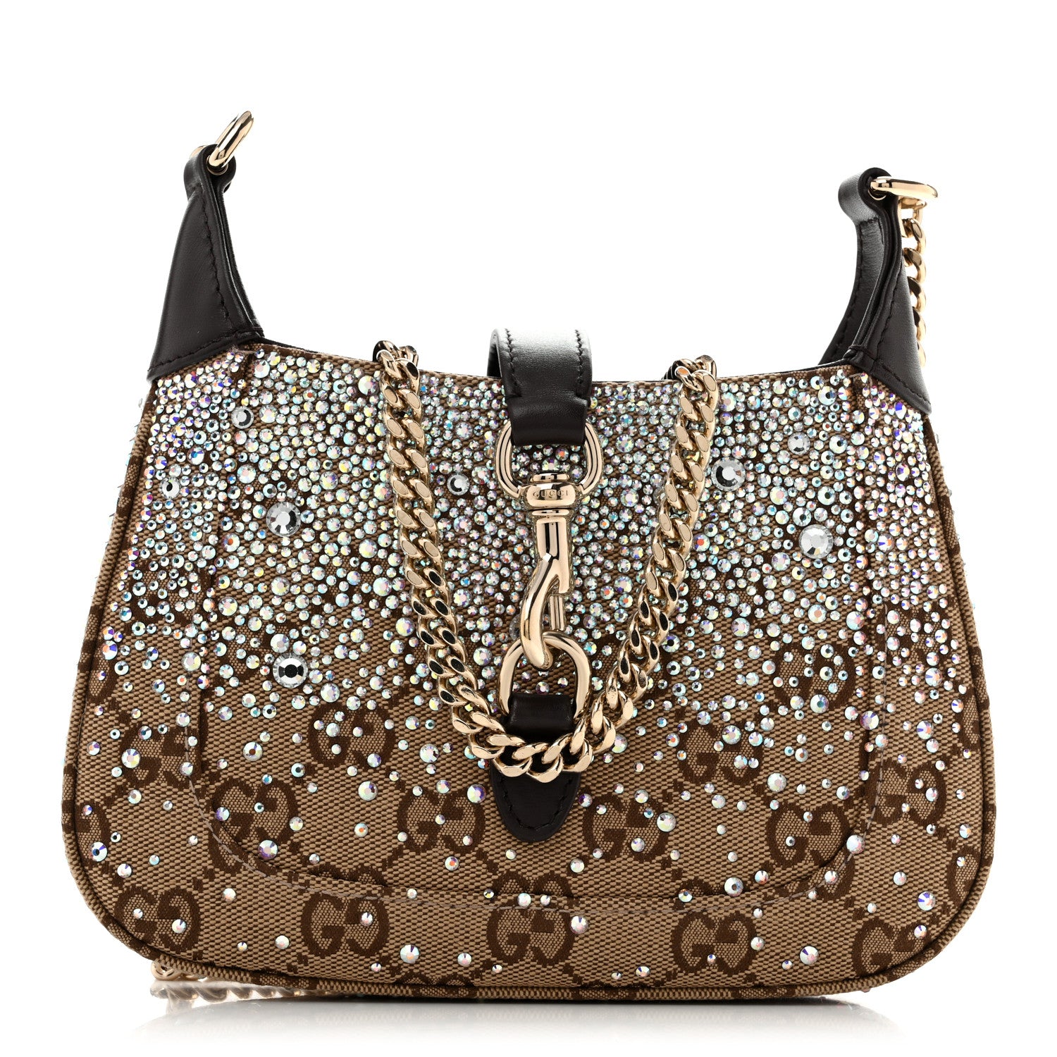 Gucci Monogram Crystal Mini Jackie Notte Bag Camel Ebony 1 of 10