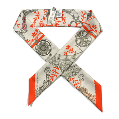 Hermes Silk Etriers Remix Twilly Verveine Orange Kaki 1 of 4