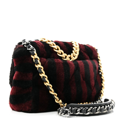Chanel Shearling Striped Medium Chanel 19 Flap Red Black 2 of 10