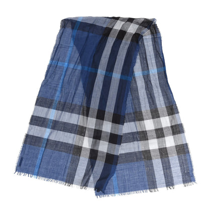 Burberry Silk Cashmere Half Mega Check Scarf Cobalt Blue 3 of 4