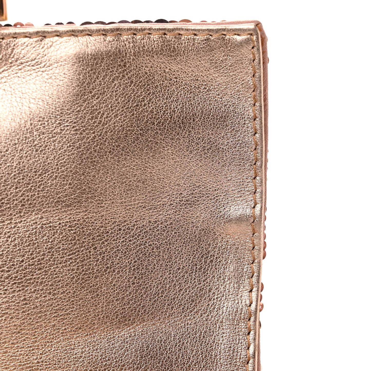 Sequin Metallic Nappa Pequin Mini Baguette Rame