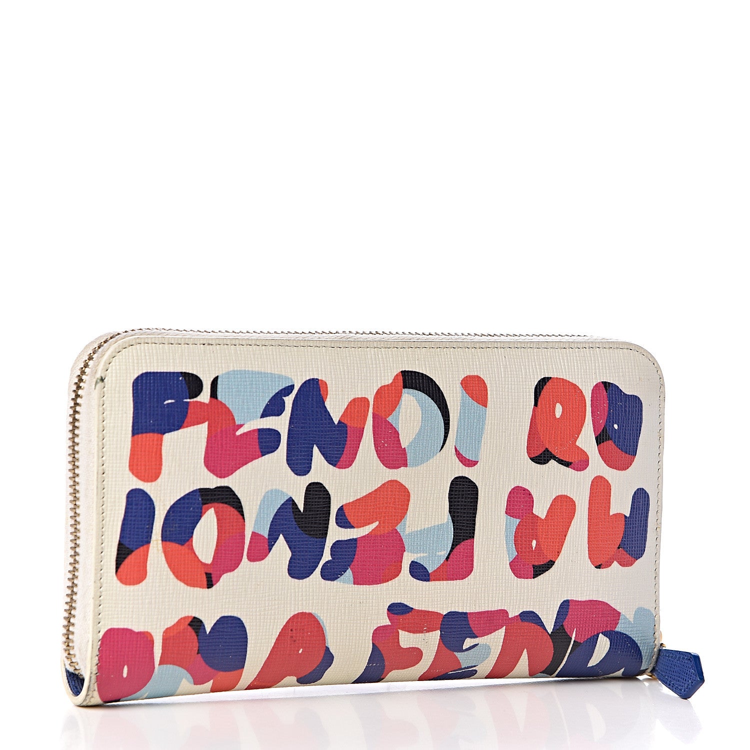 Fendi Vitello Elite Fendi Roma Simply Zip Around Wallet White Multicolor 3 of 11