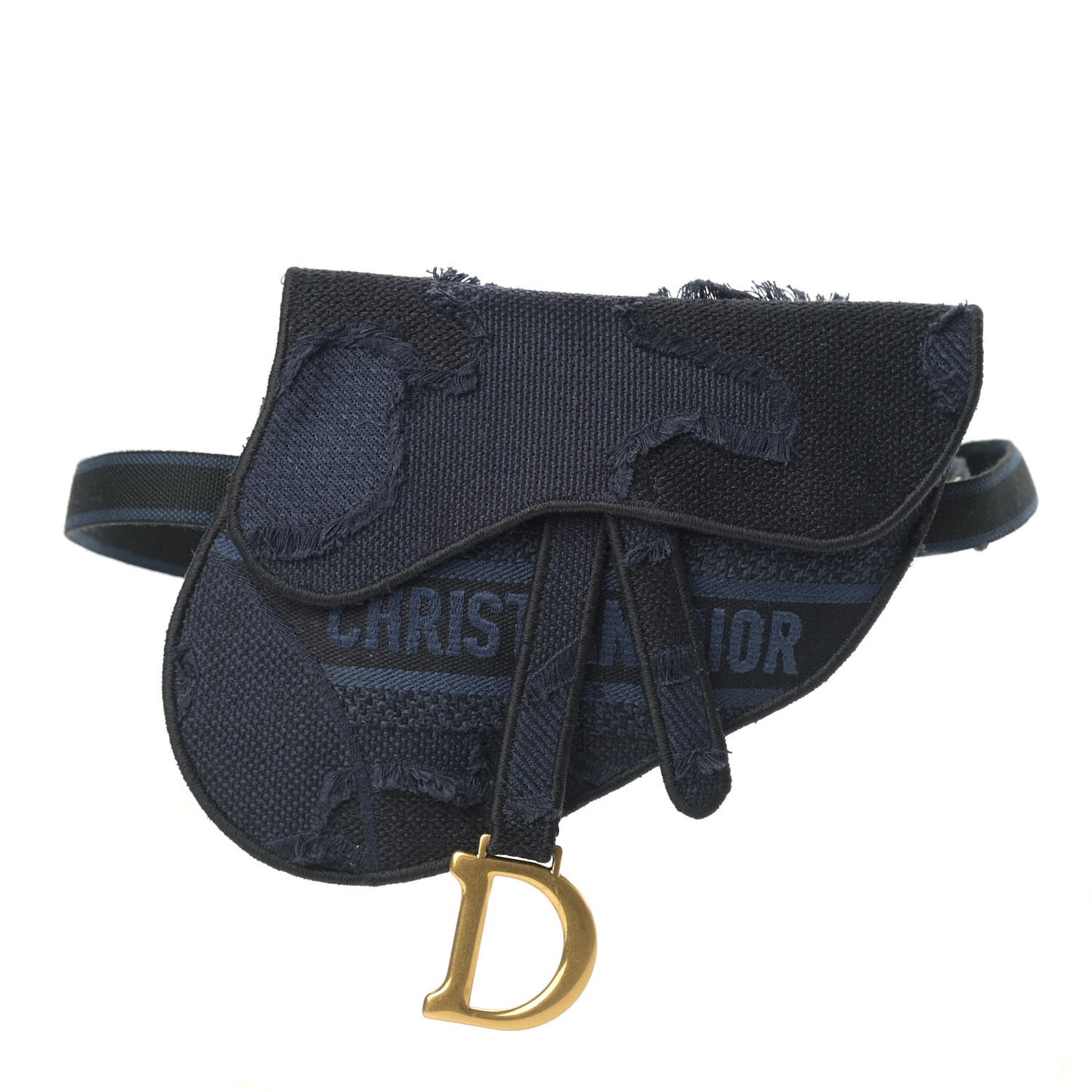 Canvas Embroidered Camouflage Saddle Belt Bag Blue