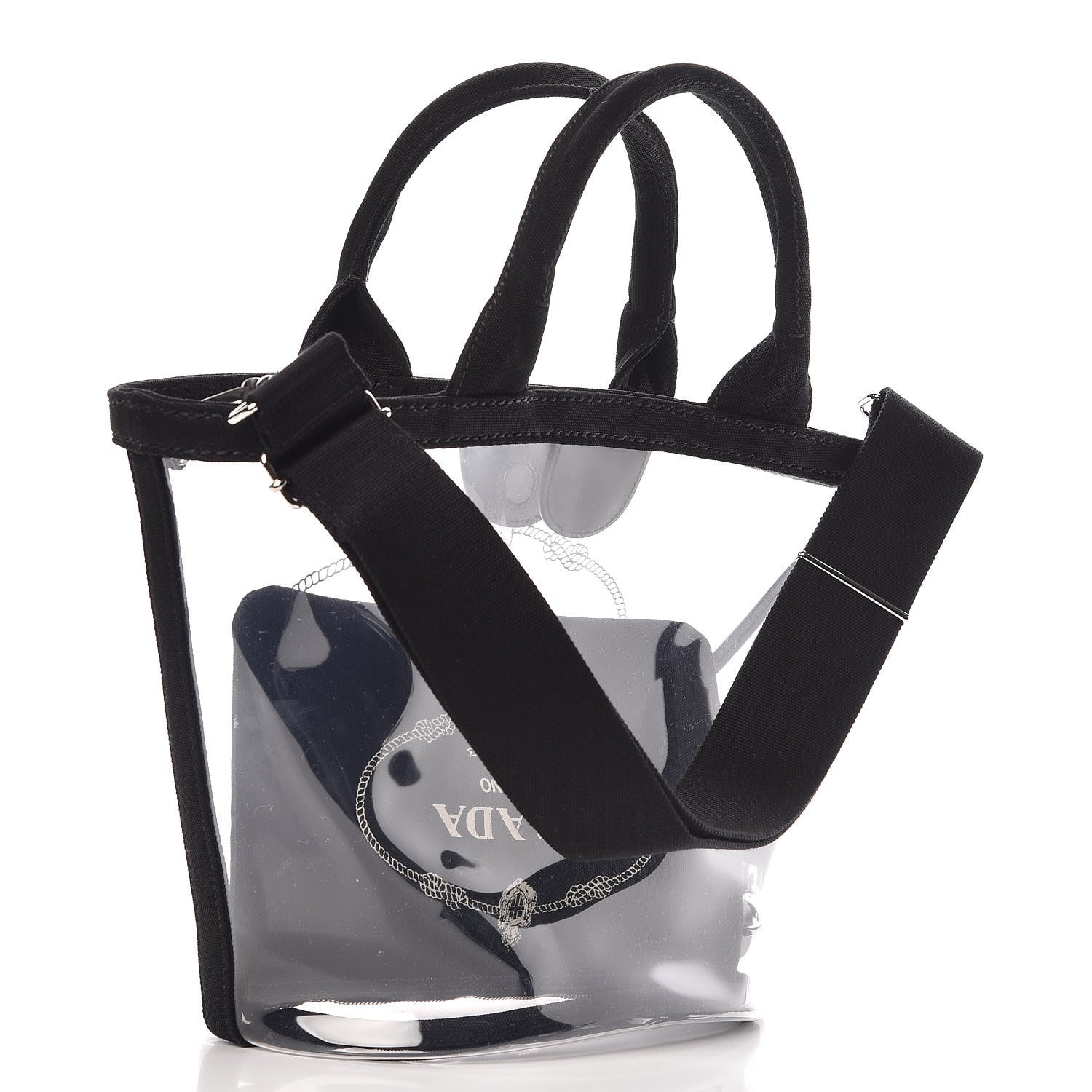 Prada Plexiglass Canapa Small Shopper Tote Black 6 of 10