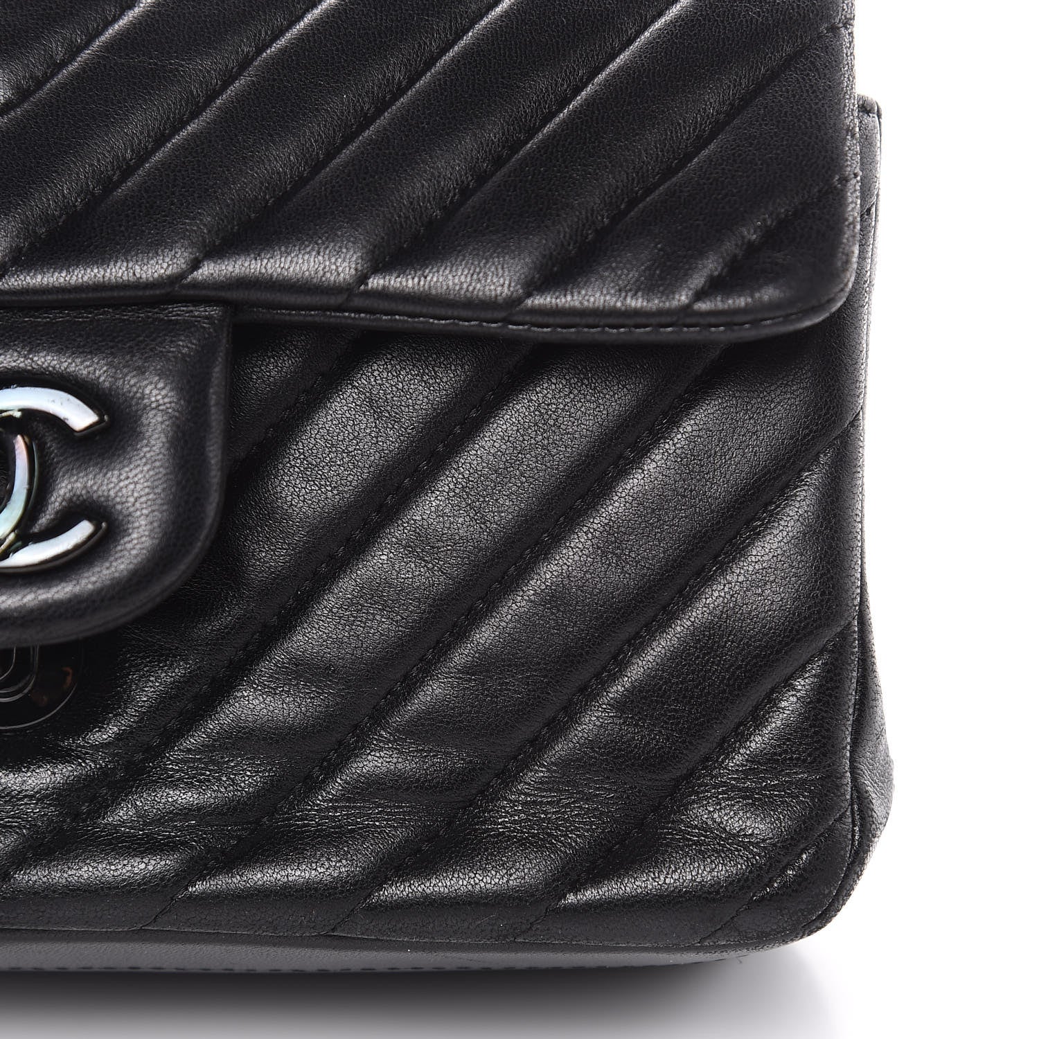 Chanel Lambskin Chevron Quilted Mini Rectangular Flap So Black 10 of 22