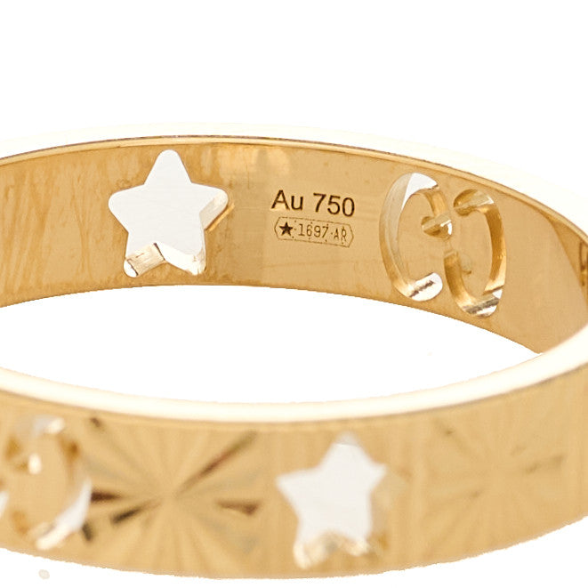 18K Yellow Gold Icon Stars Band Ring 58 8.25