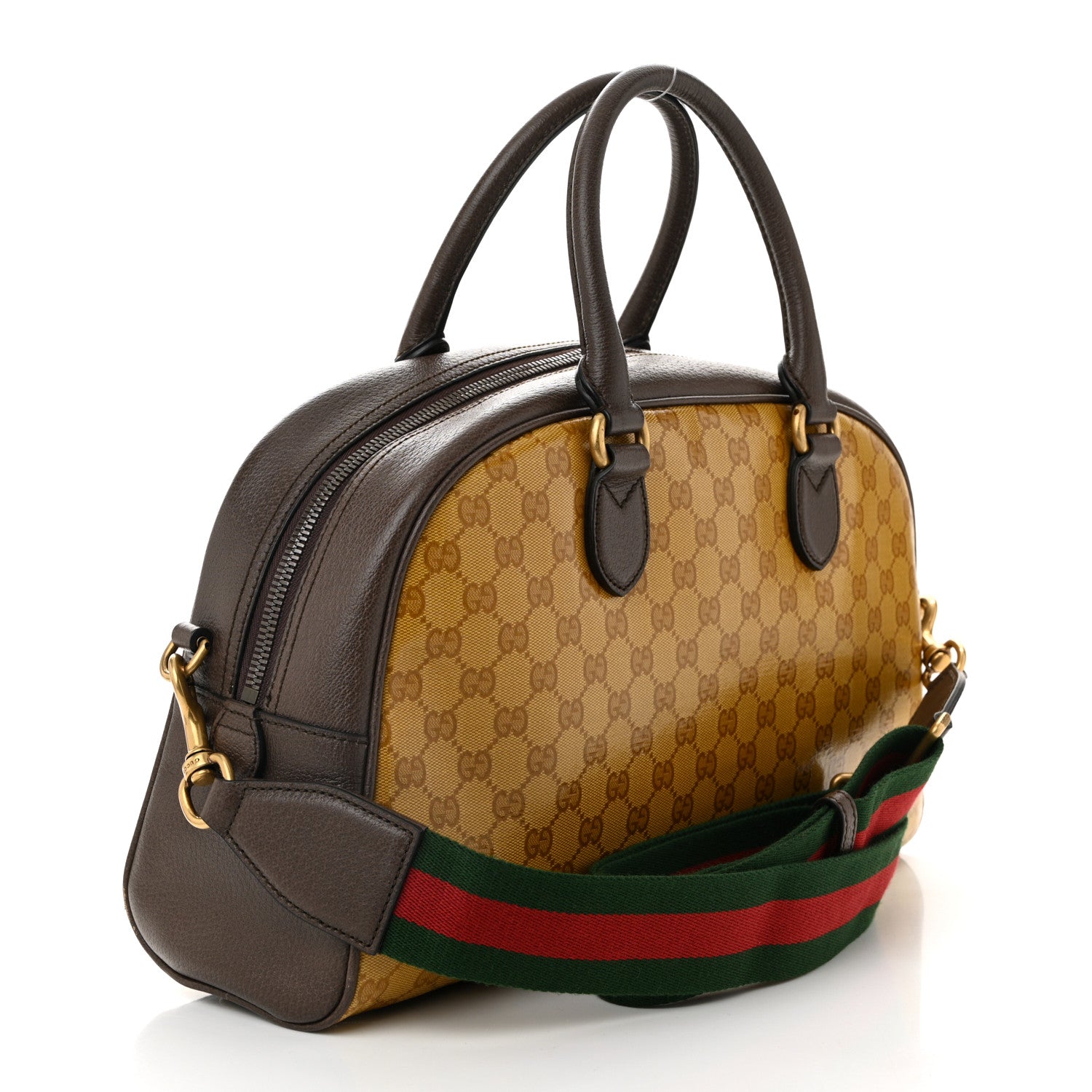 Gucci X ADIDAS Crystal Vintage Monogram Textured Dollar Calfskin Web Trefoil Logo Medium Messenger Bag Mid Natural Nut Off White New Acero 3 of 11